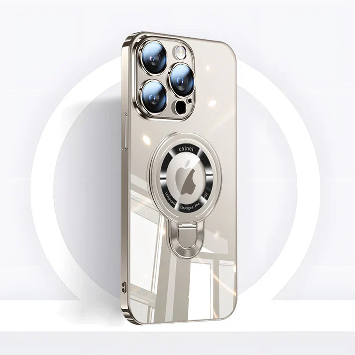BowLift | iPhone MagSafe Series | Transparent electroplated rotating stand phone case