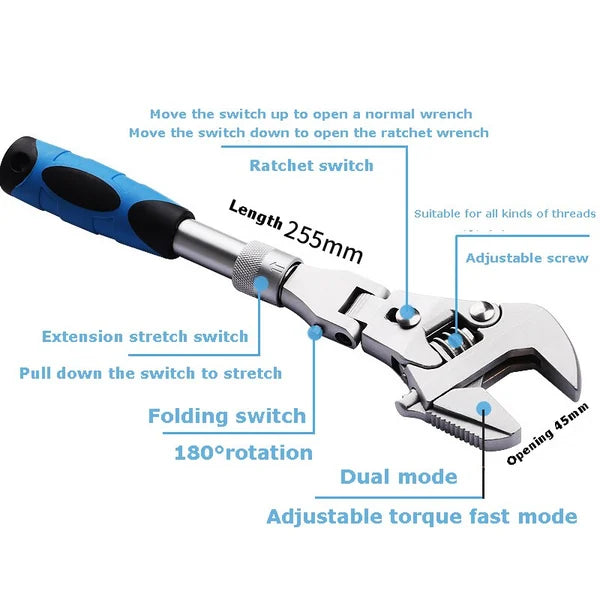 BowLift | 5 In 1 Telescopic Shaking Head Ratchet Wrench
