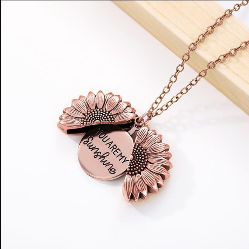 BowLift | "You Are My Sunshine" Sunflower Necklace(Double-sided engraving)
