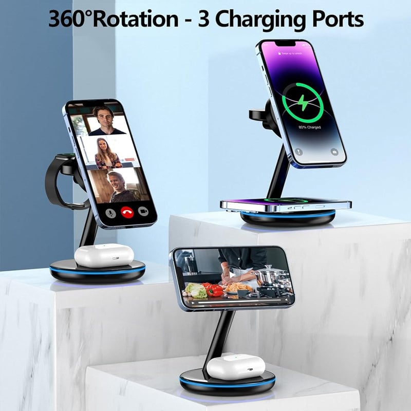 BowLift | Folding magnetic 3-in-1 wireless charger