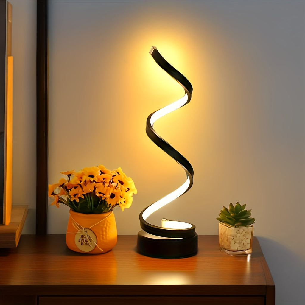 BowLift | Modern Spiral Table Lamp – Creative LED Desk Lamp with Gentle Warm Light, Perfect for Bedroom, Living Room, and Study Decor