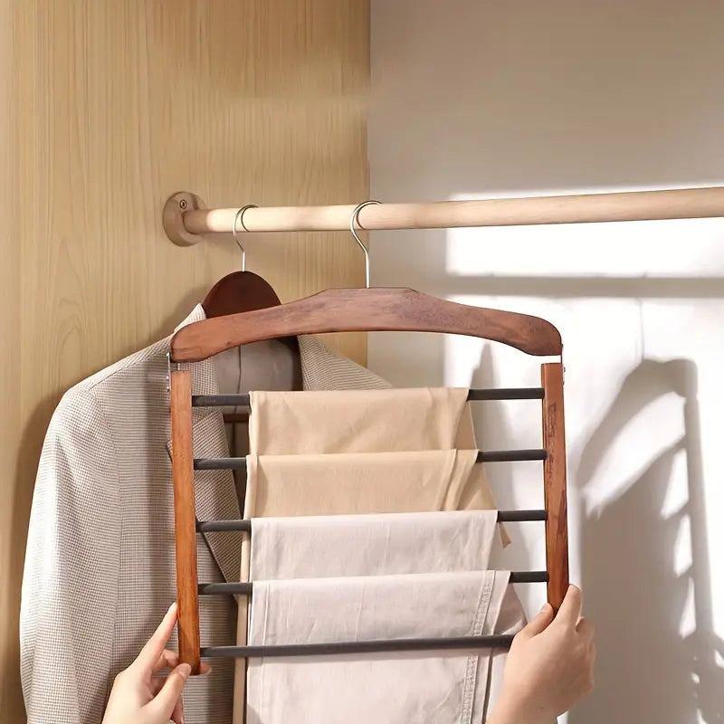 BowLift | Space-saving wooden multi-pants hanger