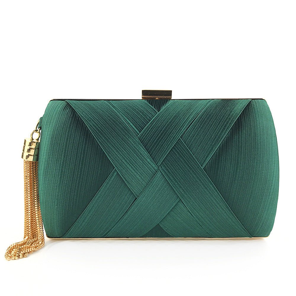BowLift | Éclessa Luxury Evening Clutch | Satin tassel handbag for classic and modern elegance