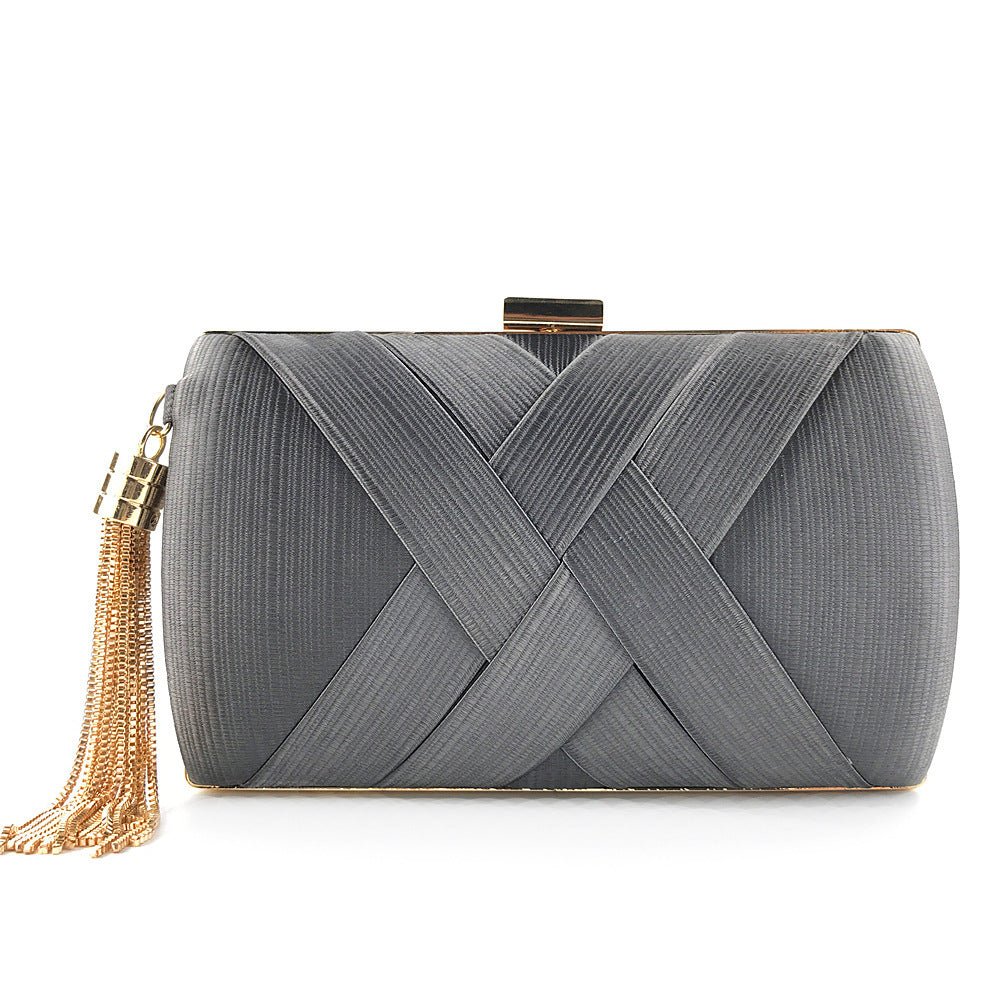 BowLift | Éclessa Luxury Evening Clutch | Satin tassel handbag for classic and modern elegance