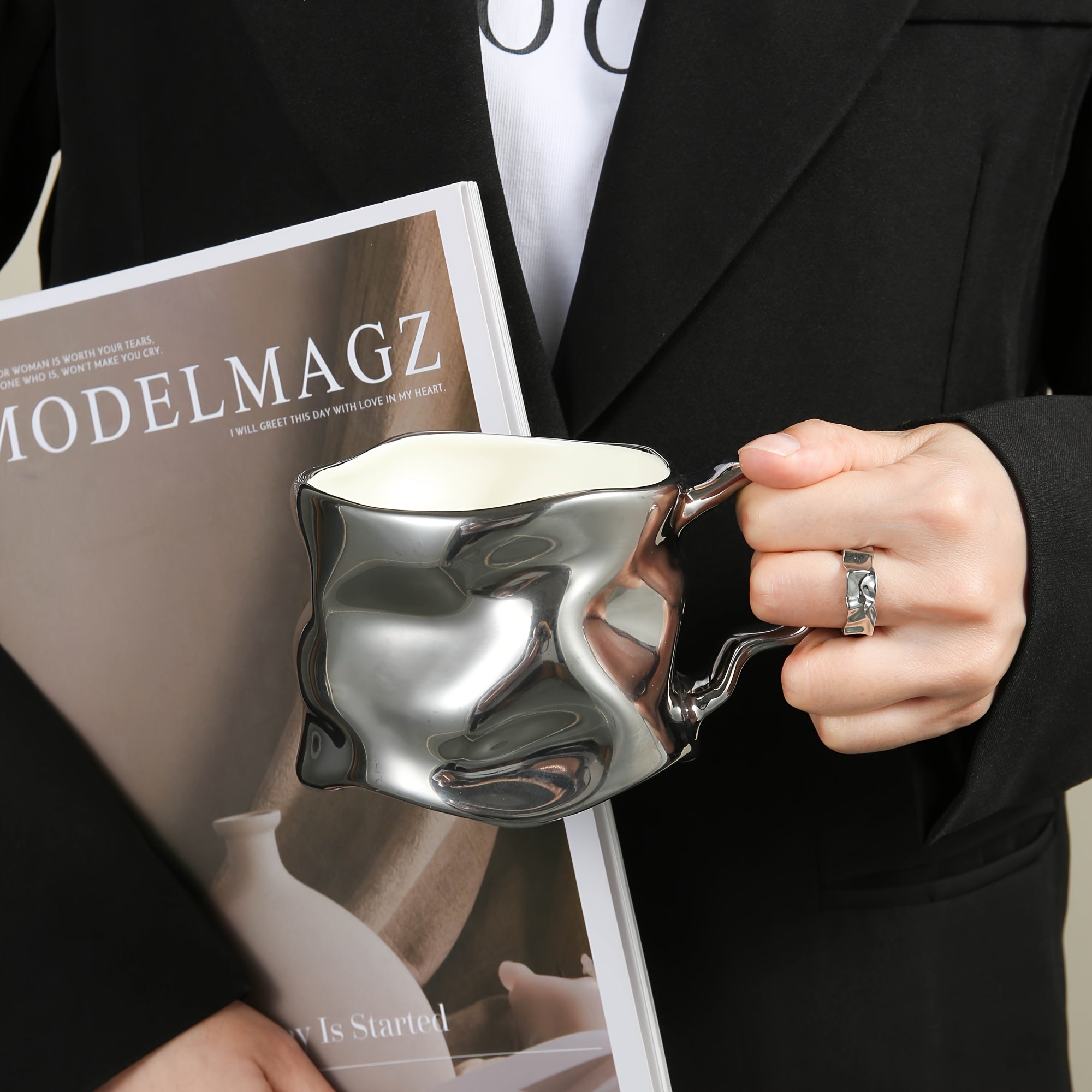 BowLift | CreArt Mug – Handmade Ceramic Coffee Mug with Unique Crinkled Design