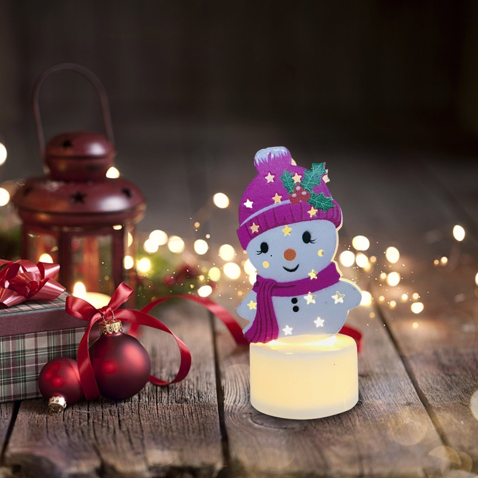 BowLift | Electronic LED Christmas Candle Lamps - Set of 10 – Adorable Santa, Snowman & Tree Night Lights for Festive Home, Party, & Garden Décor