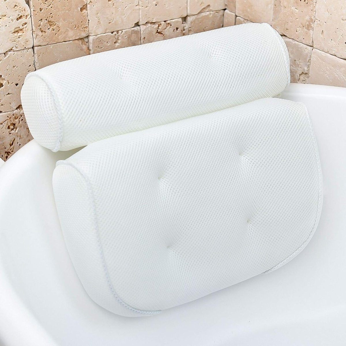 BowLift | ErgoRelax Bath Pillow – Ergonomic, Quick-Drying Spa Pillow with Anti-Slip Suction Cups for Neck, Shoulder, and Back Support