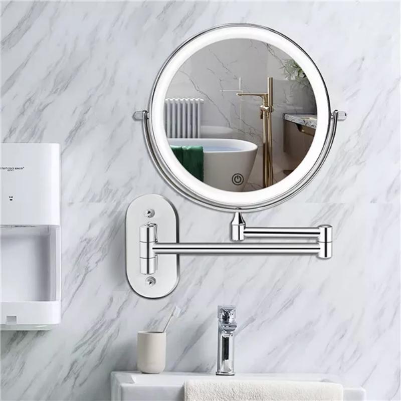 BowLift | Evida LED Magnifying Mirror with Chrome Finish – Rechargeable Vanity Mirror for Precise Makeup & Skincare