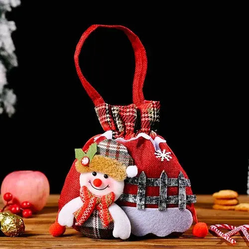 BowLift | Christmas Gift Bags | Reusable Fabric with Drawstring | Santa, Snowman & Reindeer Patterns | 2 Sizes