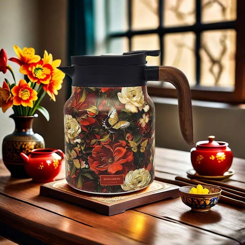 BowLift | Vintage Floral Pattern Tea Thermos – Built-In Infuser