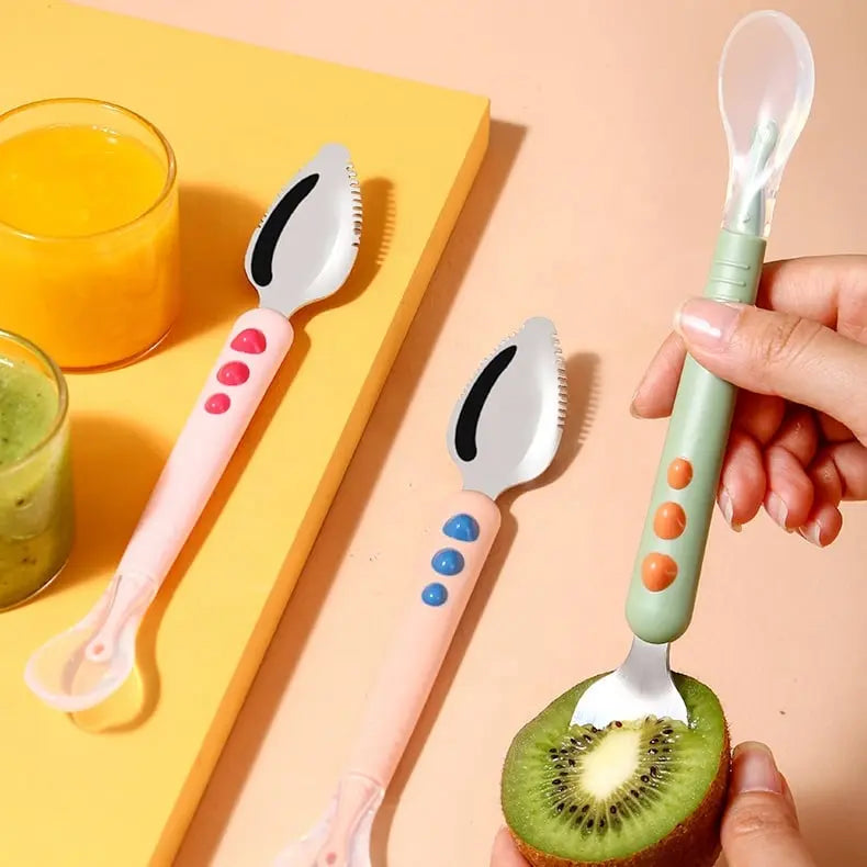 BowLift | Baby spoon with scraper — double-sided fruit preparation tool