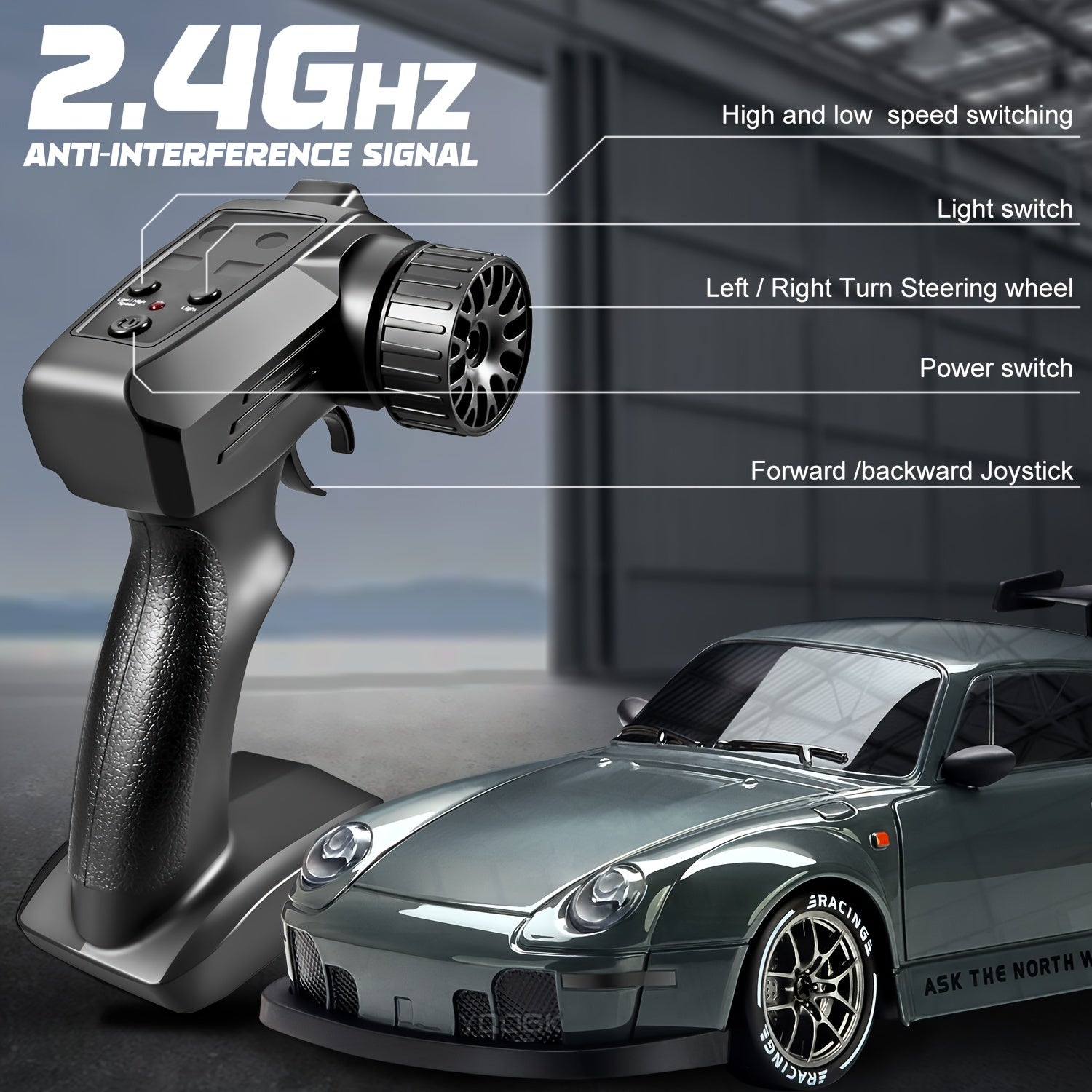 BowLift | 1:24 RC Drift Car | 4WD, LED Wheels & USB Rechargeable for Indoor and Outdoor Racing Fun