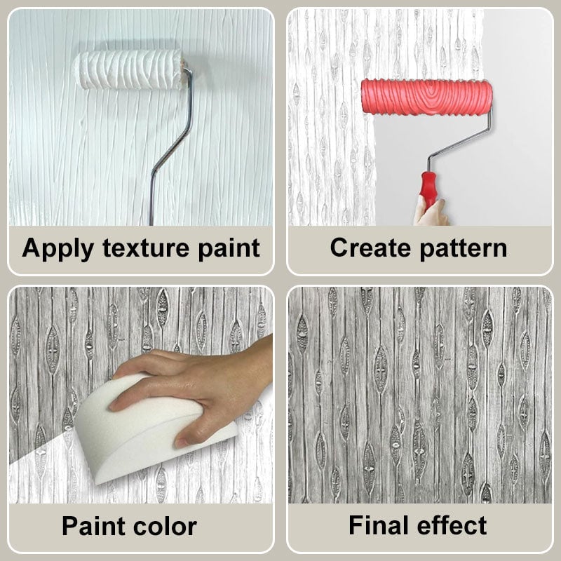 BowLift | Embossing Paint Roller | Patterned Wall Decoration Tool | Rubber Roller with Handle