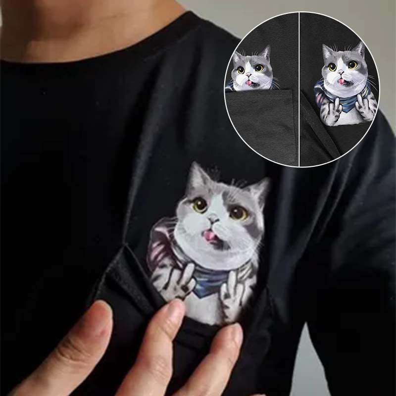 BowLift | Pockets Middle Finger Cat T-Shirt