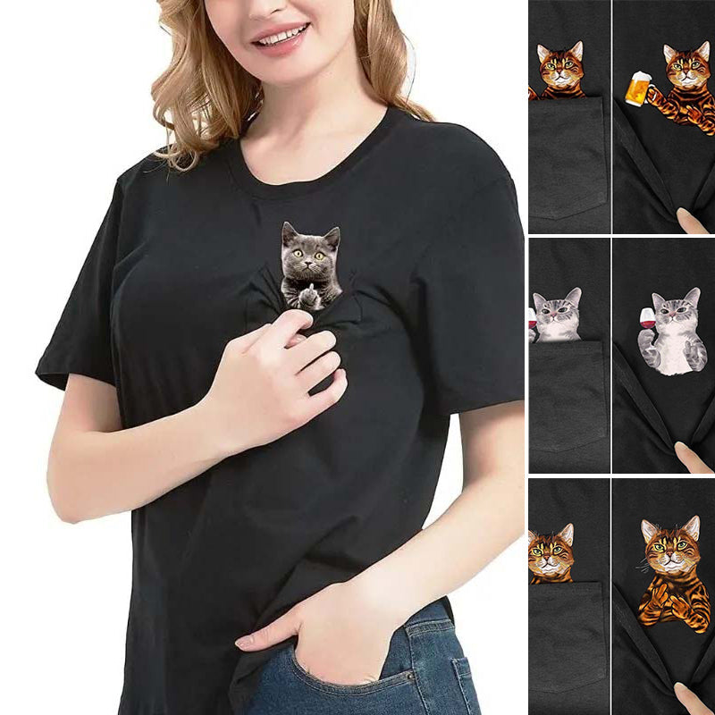 BowLift | Pockets Middle Finger Cat T-Shirt