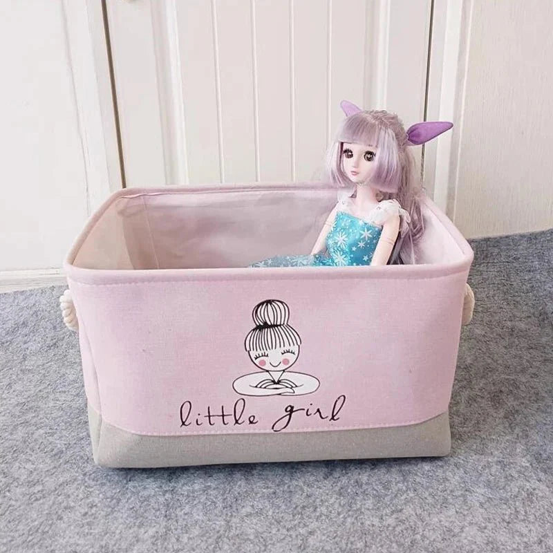 BowLift | Foldable Storage Basket for Baby Toys and Clothing – Durable Canvas Organizer with Handles – Space-Saving Design for Kids’ Room