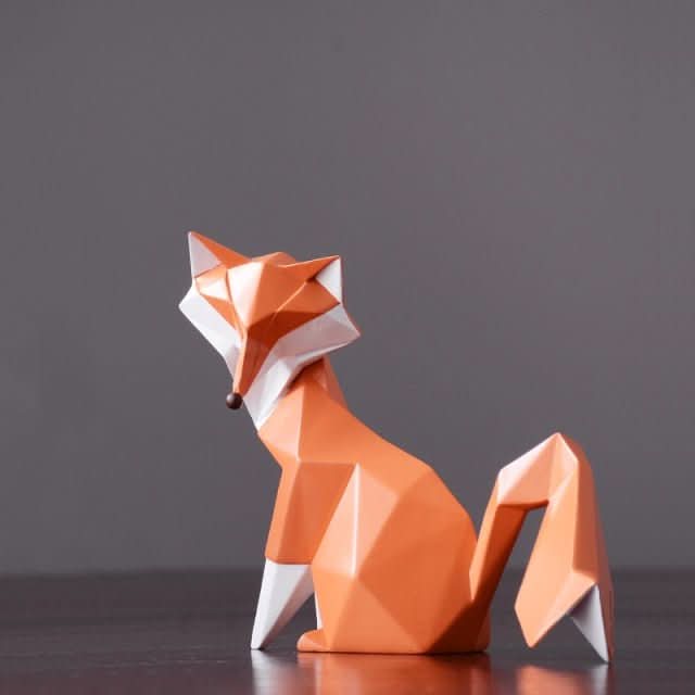 BowLift | Geometric Fox Figurine – Modern Resin Sculpture