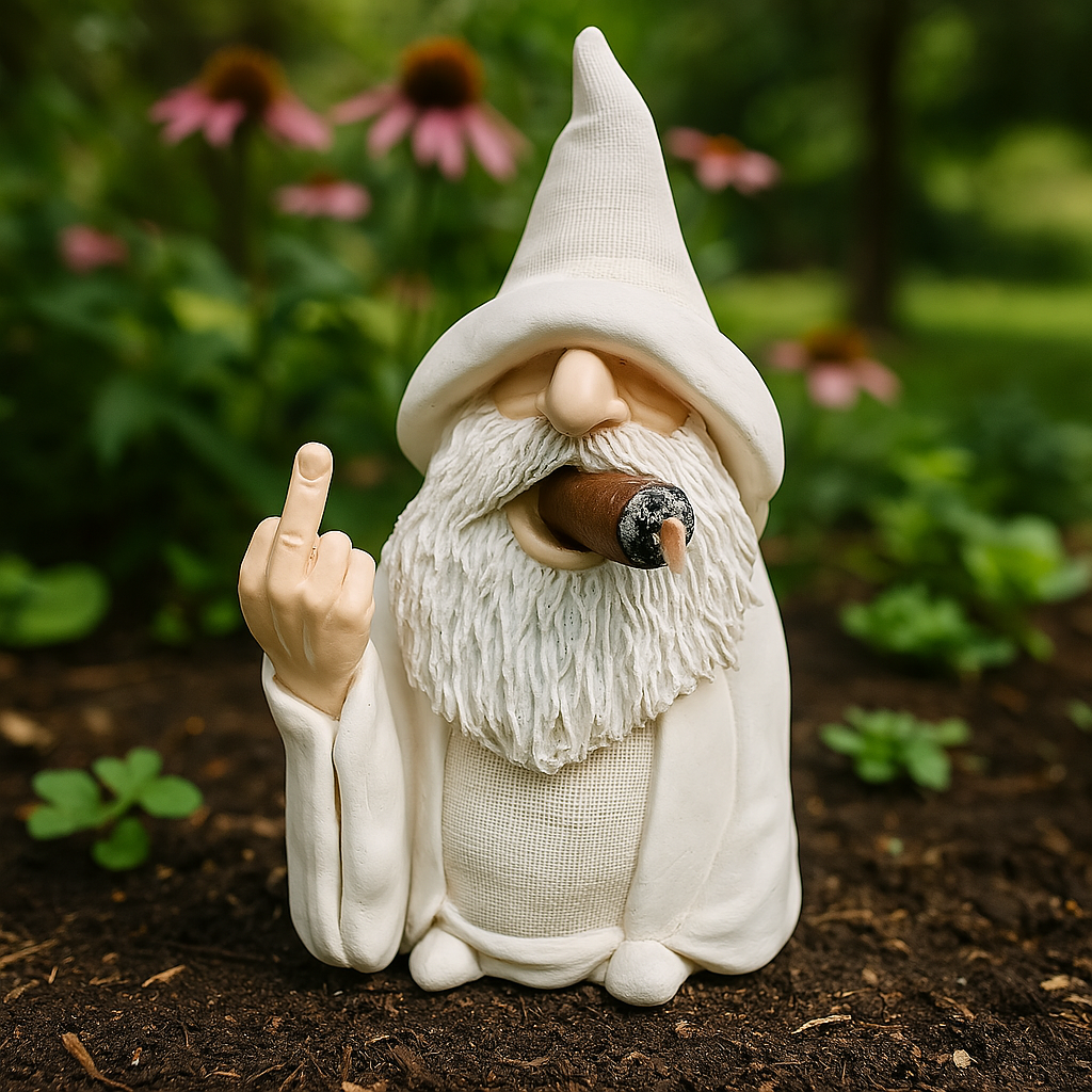 BowLift | Angry Middle Finger Garden Gnome Decor
