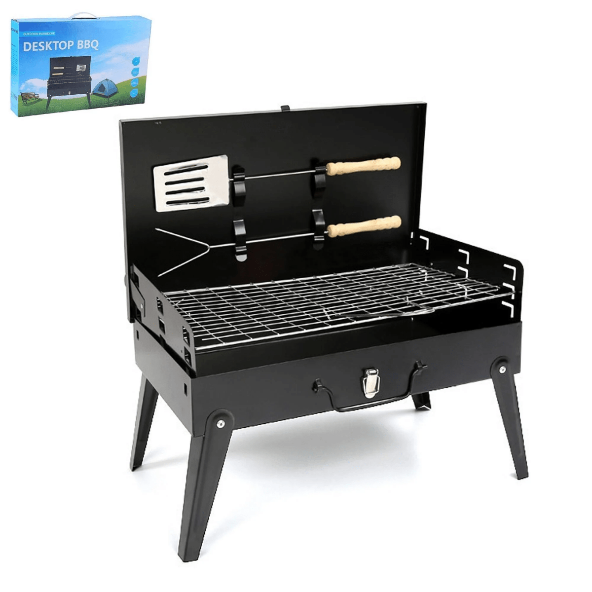 BowLift | Grillmate Fold – Foldable Steel Suitcase Grill for Garden, Camping & Outdoor BBQ