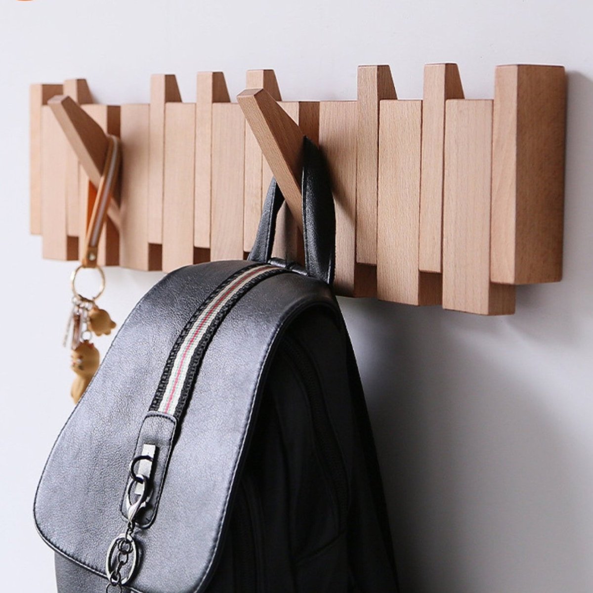 BowLift | Handcrafted Wooden Piano Coatrack | Unique Design with 4-10 Hooks for Hallway, Bedroom & Office Storage