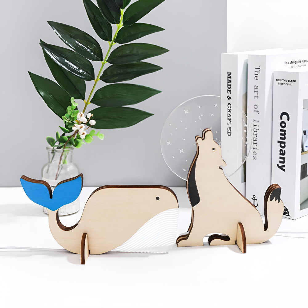 BowLift | Wooden Animal Table Lamp – Cute Decorative Night Light for Kids’ Rooms