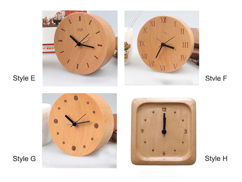 BowLift | Beech Wood Alarm Clock Small, No Screen Minimalist Desk Clock, Nightstand Clock, Gift for Him