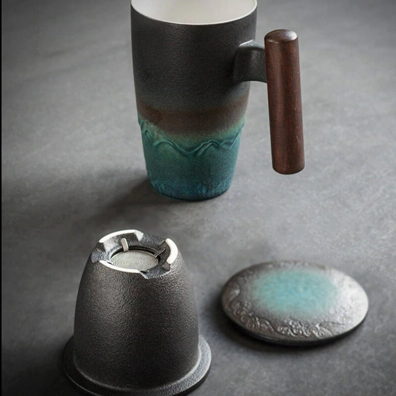 BowLift | Large Cup, Ceramic Tea Cup with Lid. Large Tea Cup with Lid