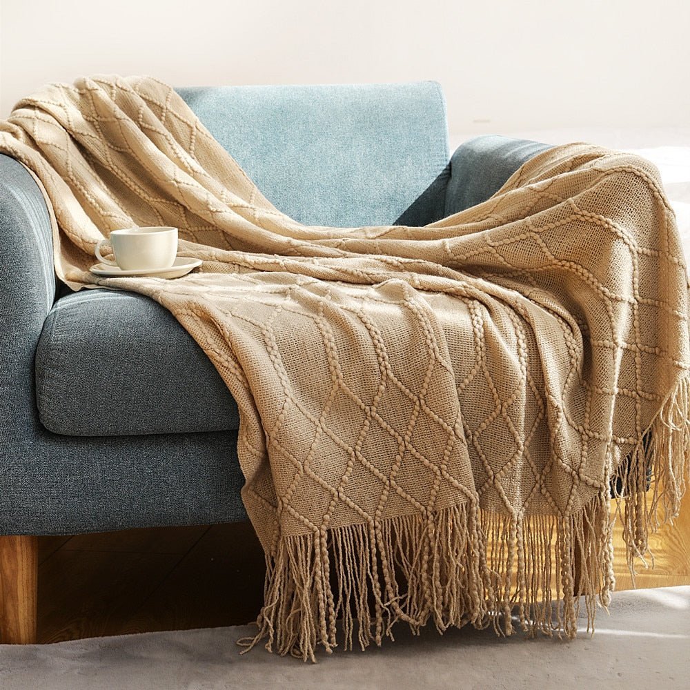 BowLift | Sofa Throw Knitted Cotton Decorative Blanket