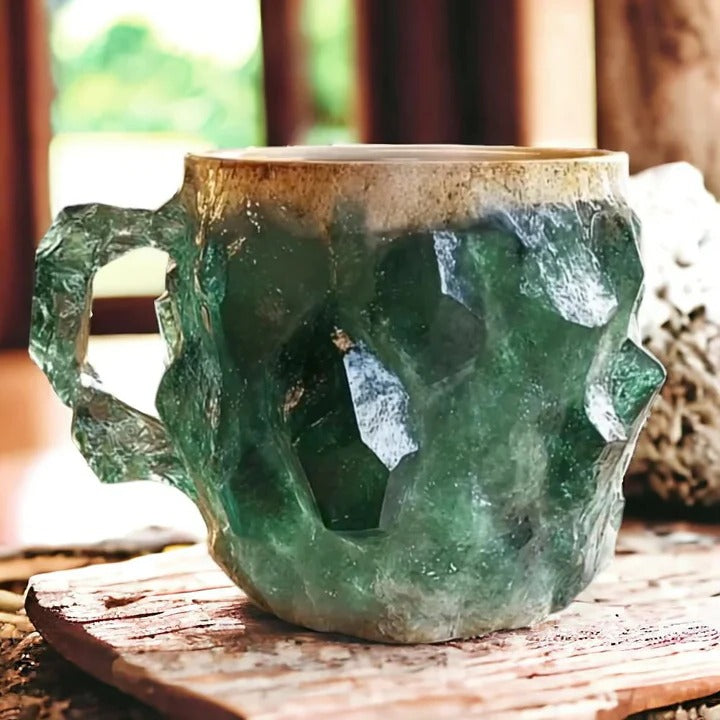 BowLift | Faceted Mineral Crystal Coffee Mug – Elegant Glass Cup