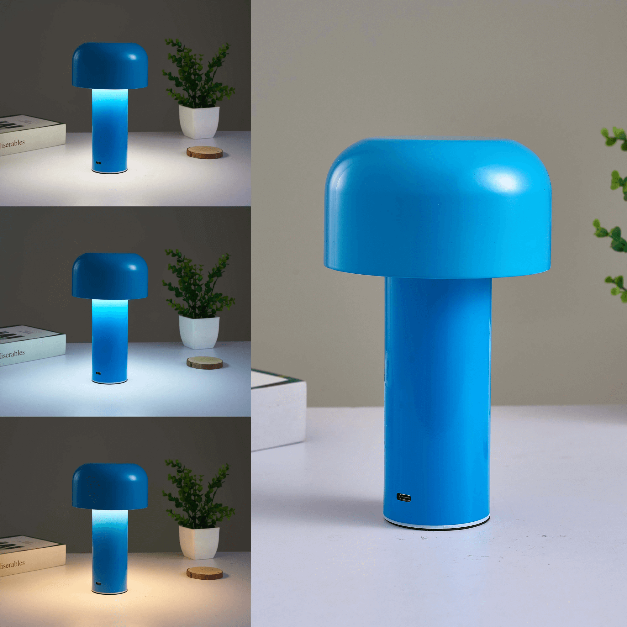 BowLift | Cordless Mushroom Battery Operated Rechargeable Table Lamps Lights for Bedside and Dining Table Room
