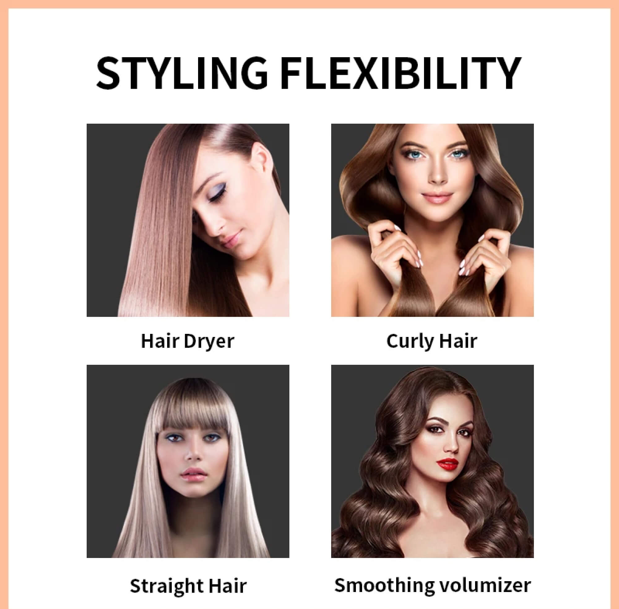 BowLift | Hair Dryer Blower Styler Heated Brush Comb for Short and Long Hair