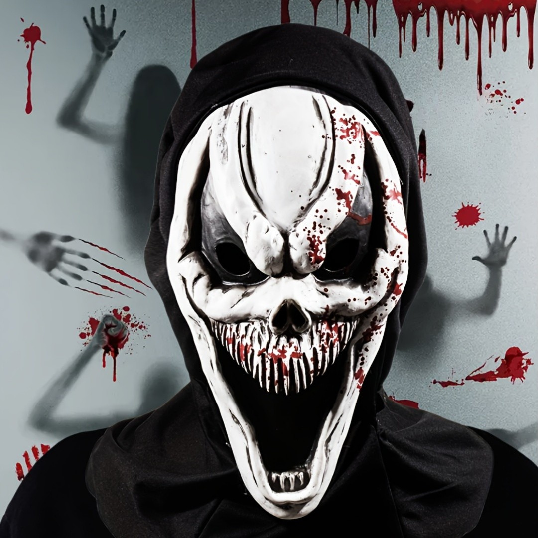BowLift | Adult Full Head Halloween Scary Mask | Skull Design Hooded