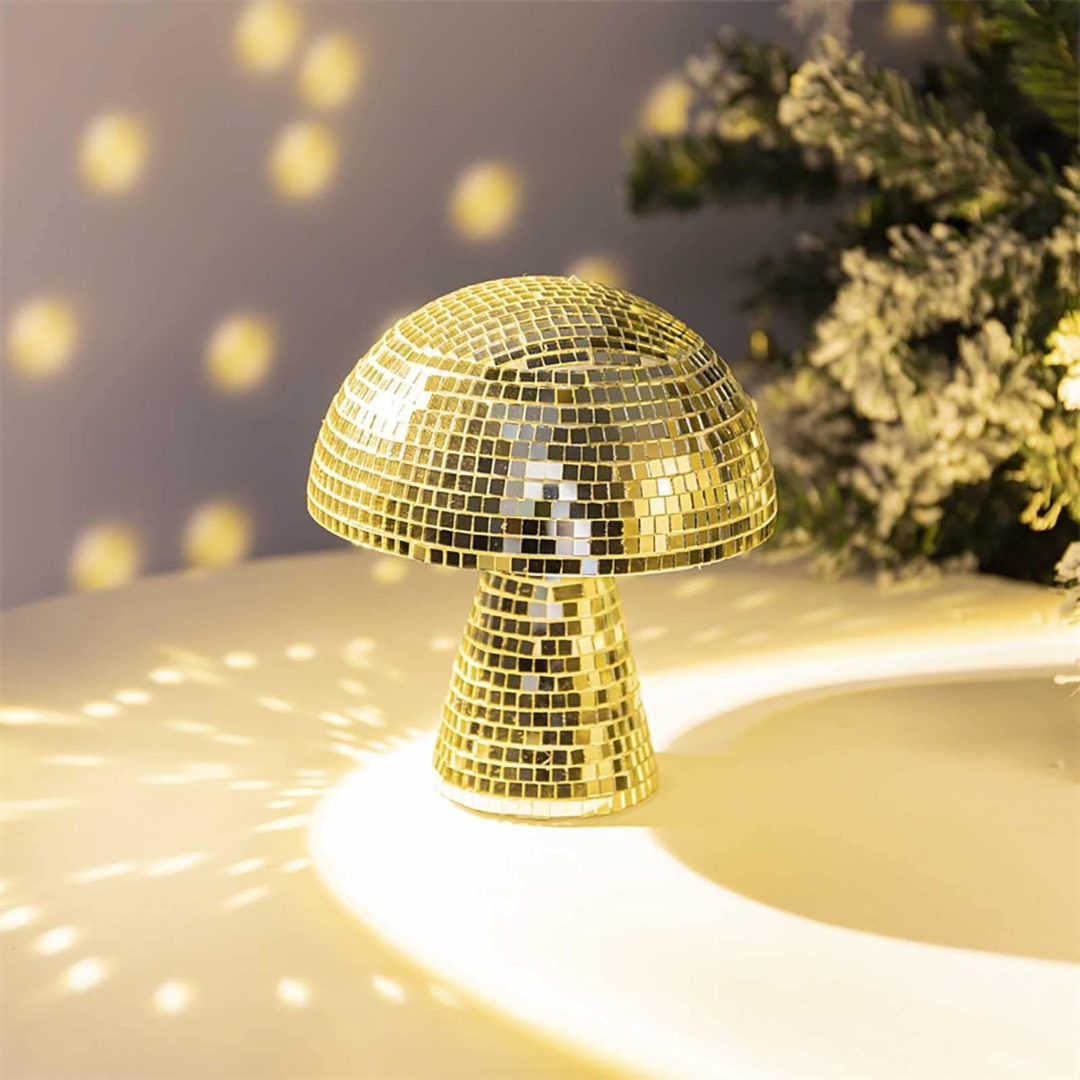 BowLift | Metallic Disco Table Lamp Mushroom Design