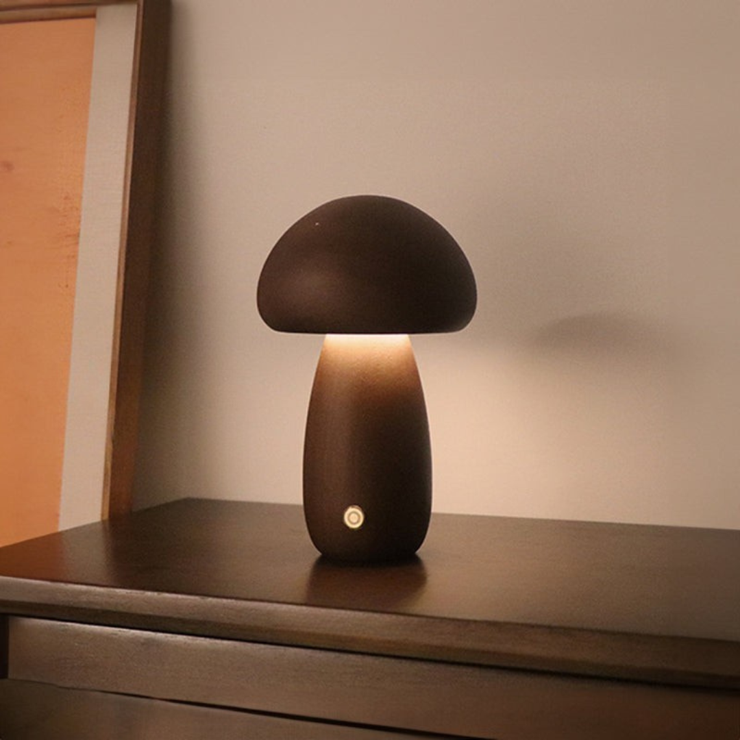 BowLift | Table Lamp with Wooden Mushroom Design