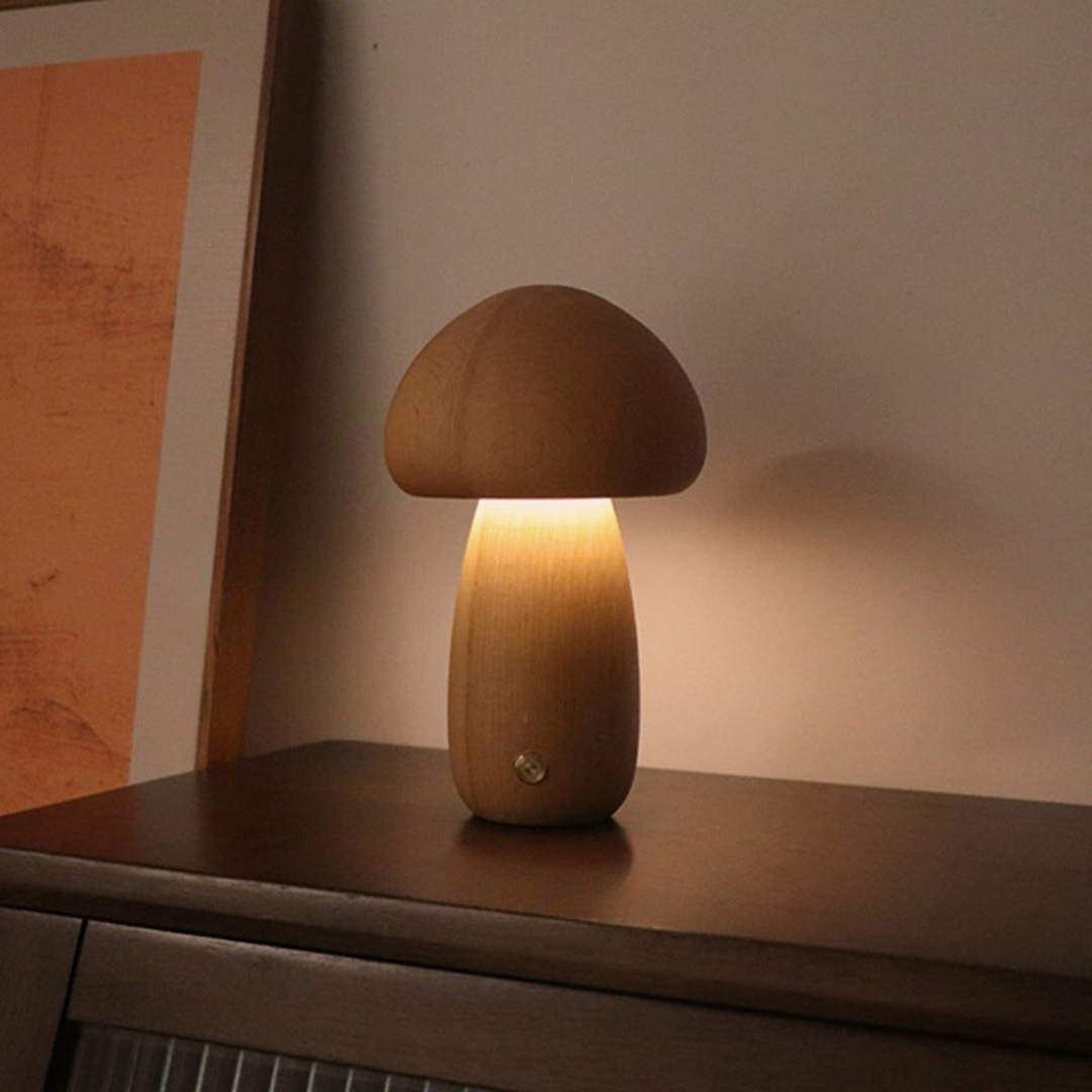 BowLift | Table Lamp with Wooden Mushroom Design