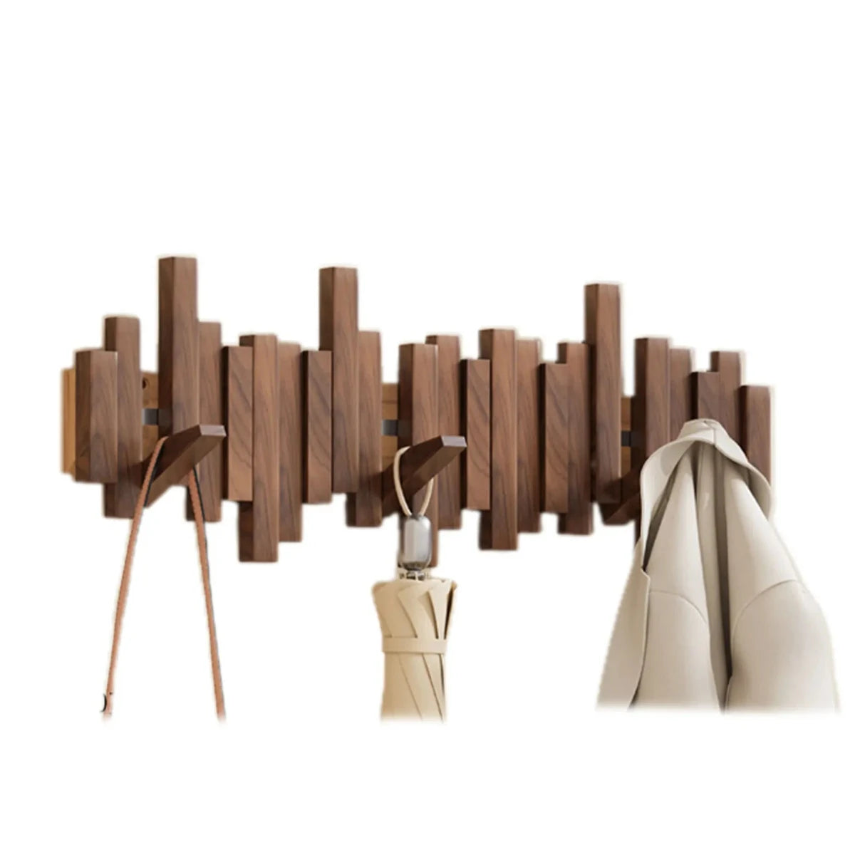 BowLift | Piano Wall-Mounted Coat Rack – Walnut or Beech Wood Hook Rail for Jackets, Bags & Hats