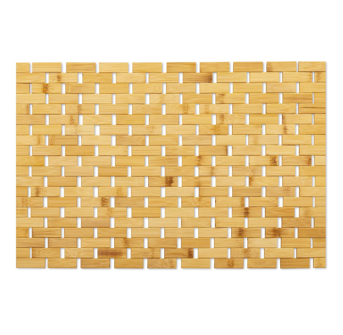 BowLift | Bamboo Bath Mat Non-Slip Water Repellent Runner Rug For Bathroom Natural Wood Bathroom Shower Rug Non-Slip Fabric