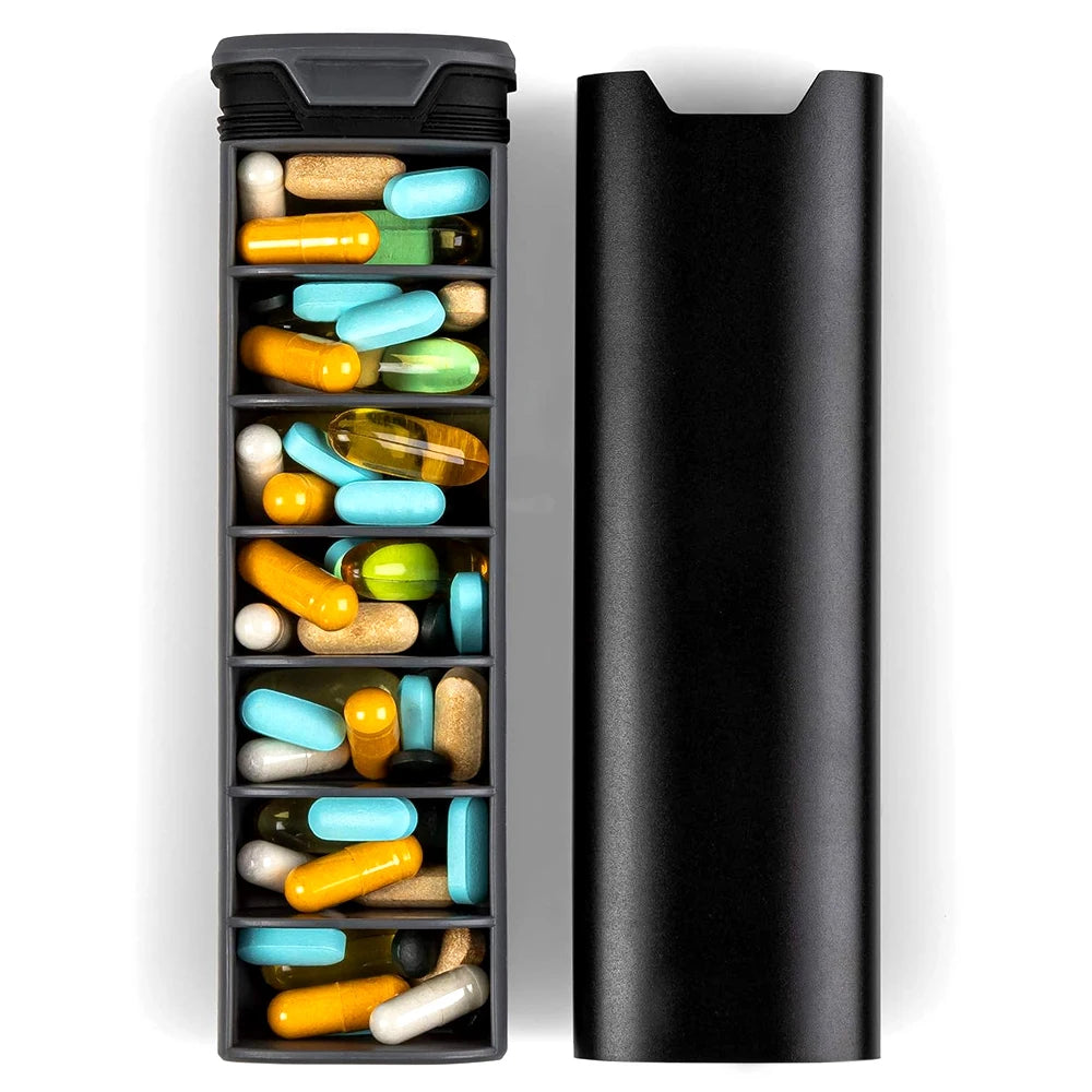 BowLift | Weekly Pill Organizer | Premium Aluminium & Wooden Design for Home, Office & Travel