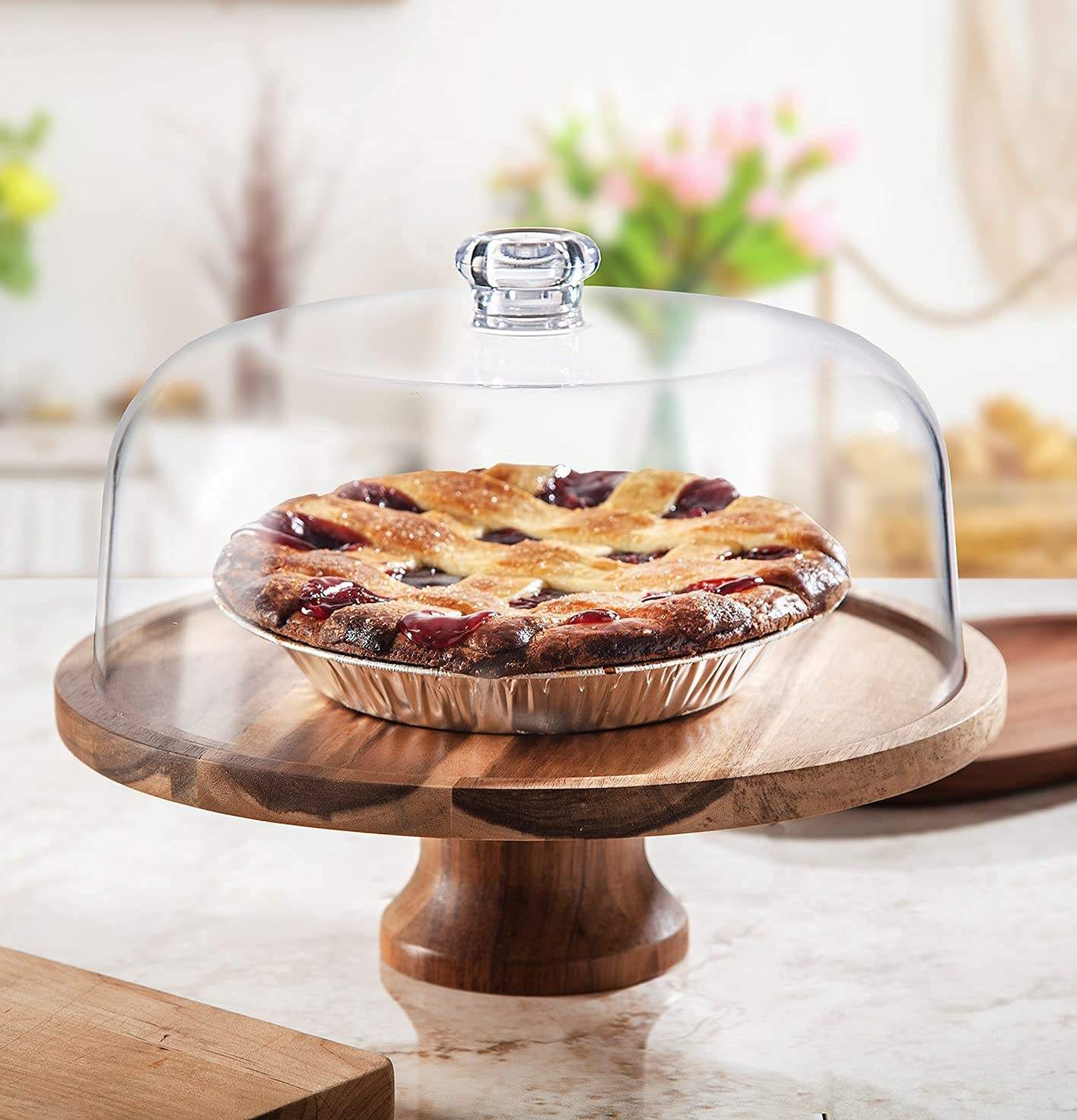 BowLift | Cake Stand Cake Plate Serving Platter, Acacia Wood