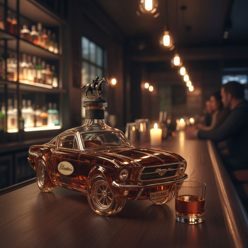 BowLift | Mustang Car Shaped Whiskey Decanter | 3D Design Glass Decanter for Spirits | Home Bar Use