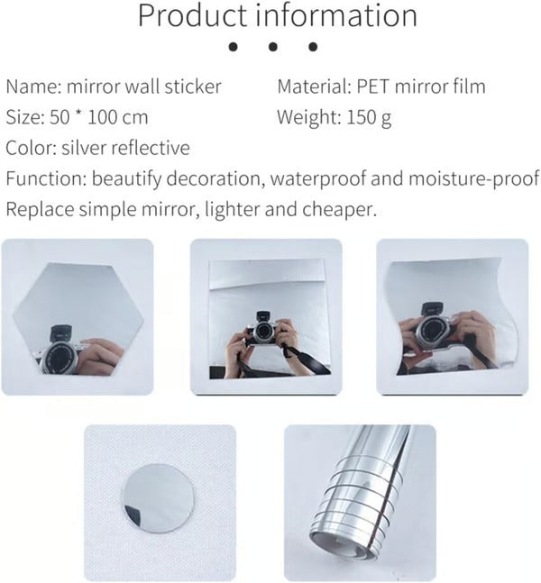 BowLift | Flexible Mirror Sheets | PET Adhesive Wall Mirrors | Lightweight, Unbreakable & DIY-Friendly