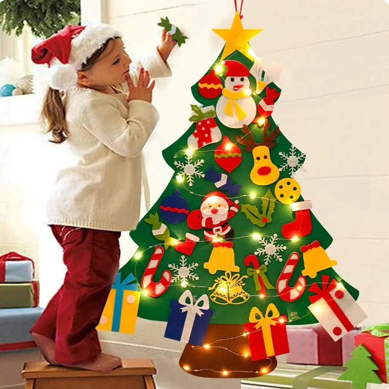 BowLift | Christmas Wall Tree with Lights and Felt Ornaments