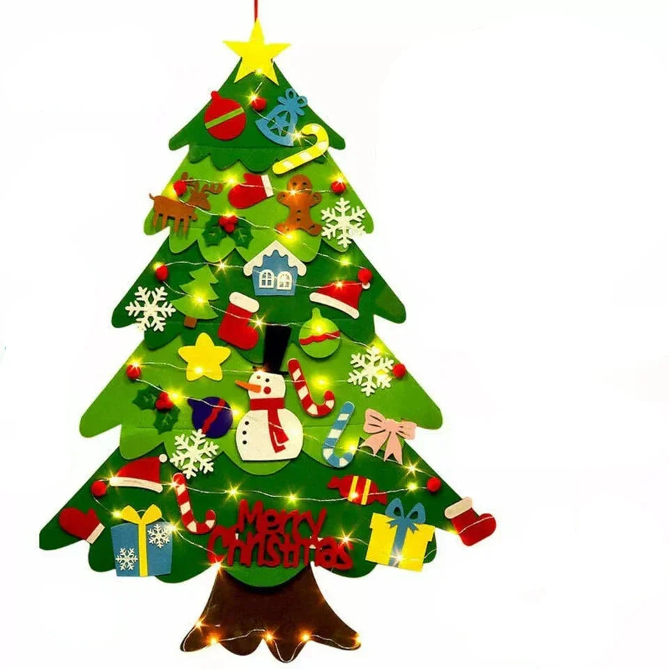 BowLift | Christmas Wall Tree with Lights and Felt Ornaments