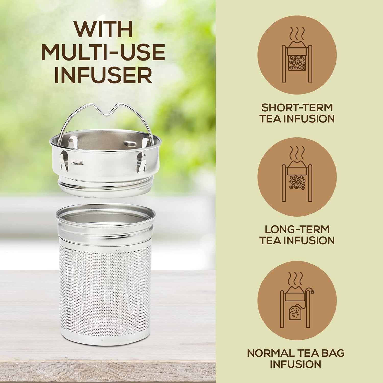 BowLift | Isolated Premium Bamboo Loose Leaf Tea Infuser Bottle - 500ml