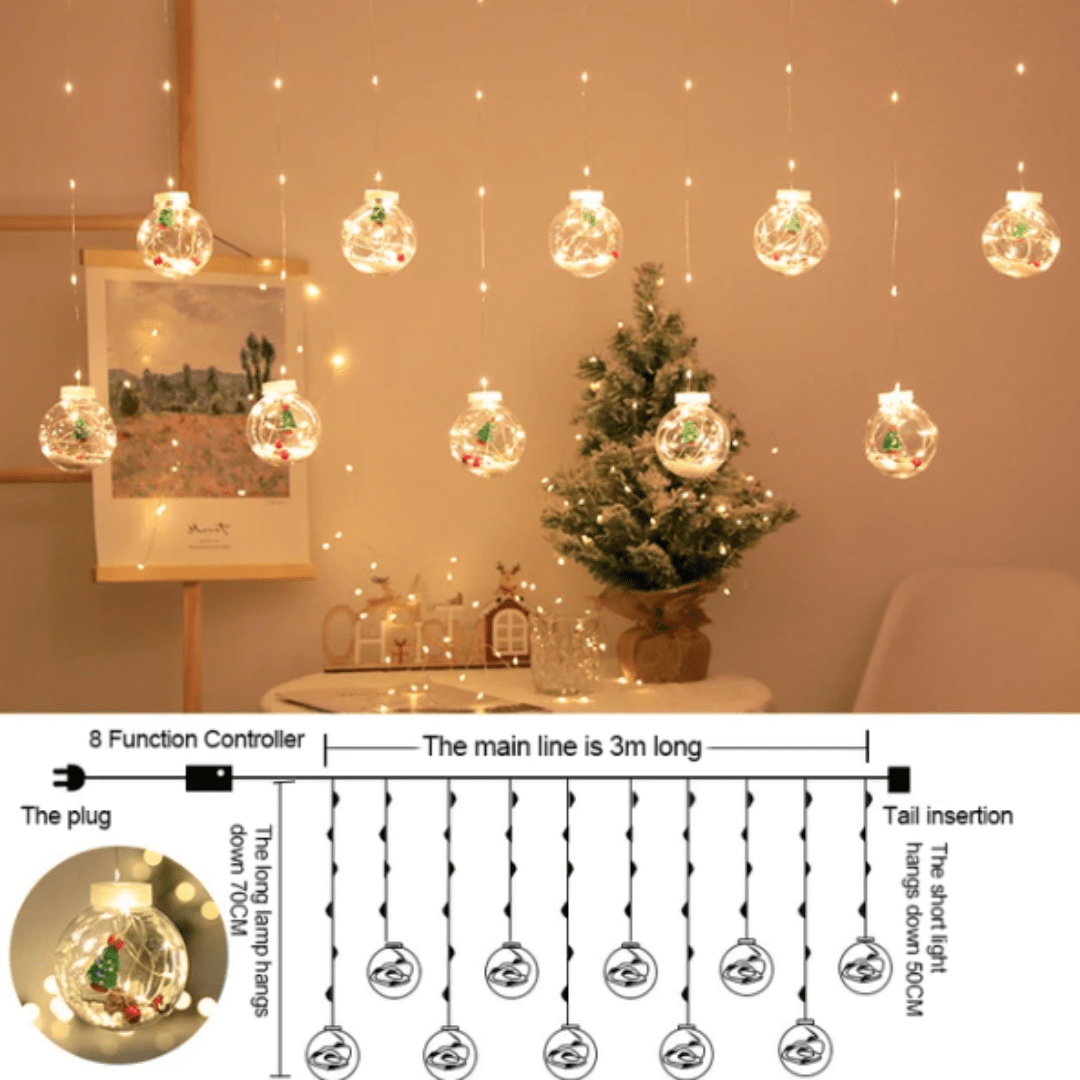 BowLift | GlowBliss - Glittering LED light chain with bubbles for festive Christmas decorations