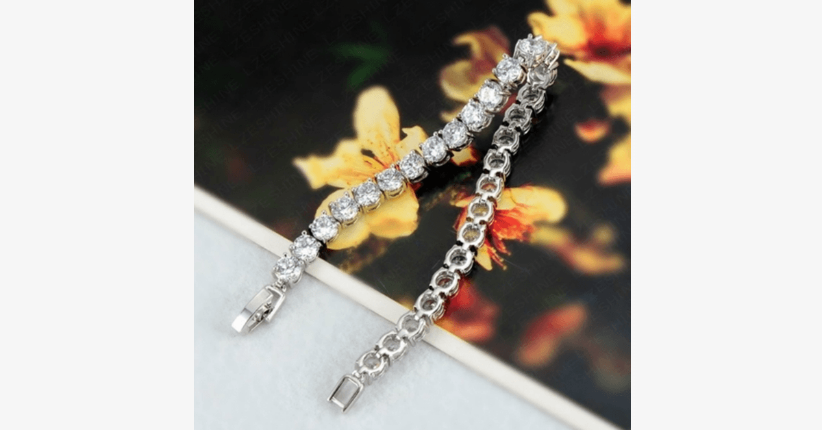 BowLift | Diamond Eternity Bracelet in Silver Color - Round Cut Diamond Zircon Stones - Let You Look Stunning