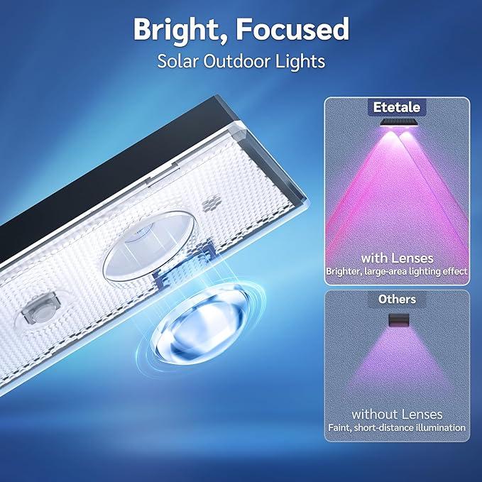 BowLift | Solar fence lights outdoor warm white & RGB changing solar deck lights, LED solar lights for outdoor wall railing terrace stairs step garden backyard