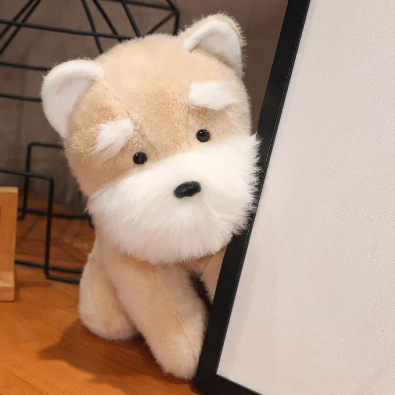 BowLift | Fluffy Gray Biege Schnauzer Dog Plushie