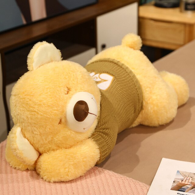 BowLift | Fluffy Sleeping Brown White Dog Bear Plushie