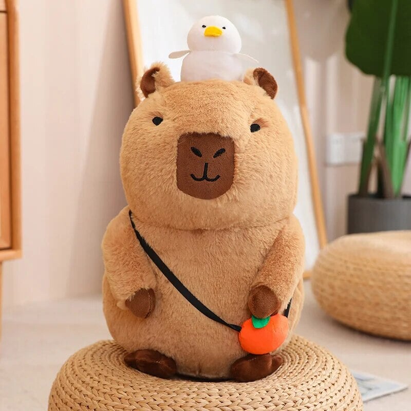 BowLift | Fluffy Sleepy Capybara with Orange Plushie